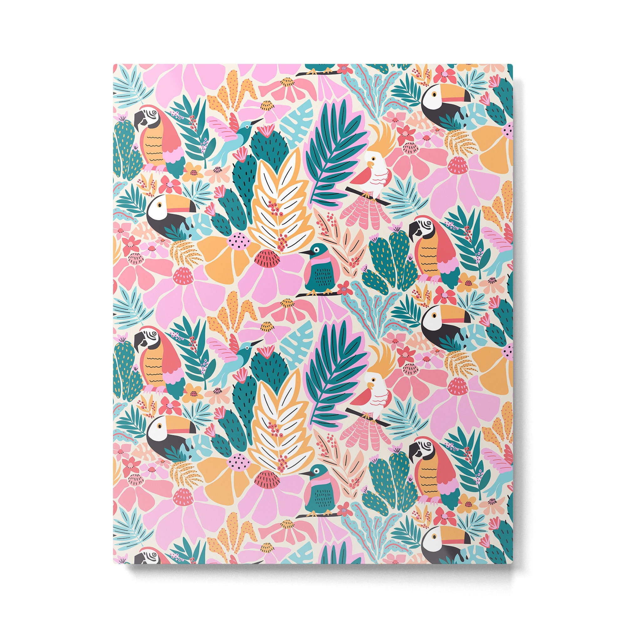 Joyful Jungle Birds In The Happy Pastel Tropics Metal Print Gallery Image 4