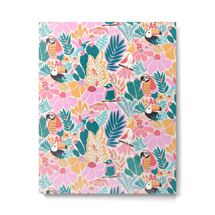 Joyful Jungle Birds In The Happy Pastel Tropics Metal Print Gallery Image 1