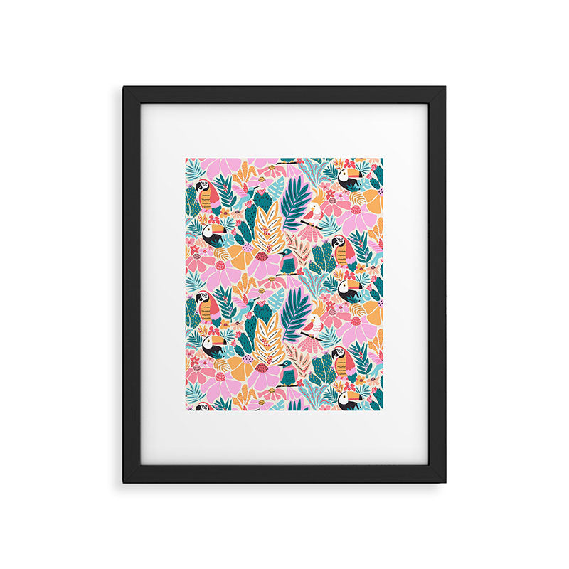 Joyful Jungle Birds In The Happy Pastel Tropics Framed Art Print Gallery Image 5