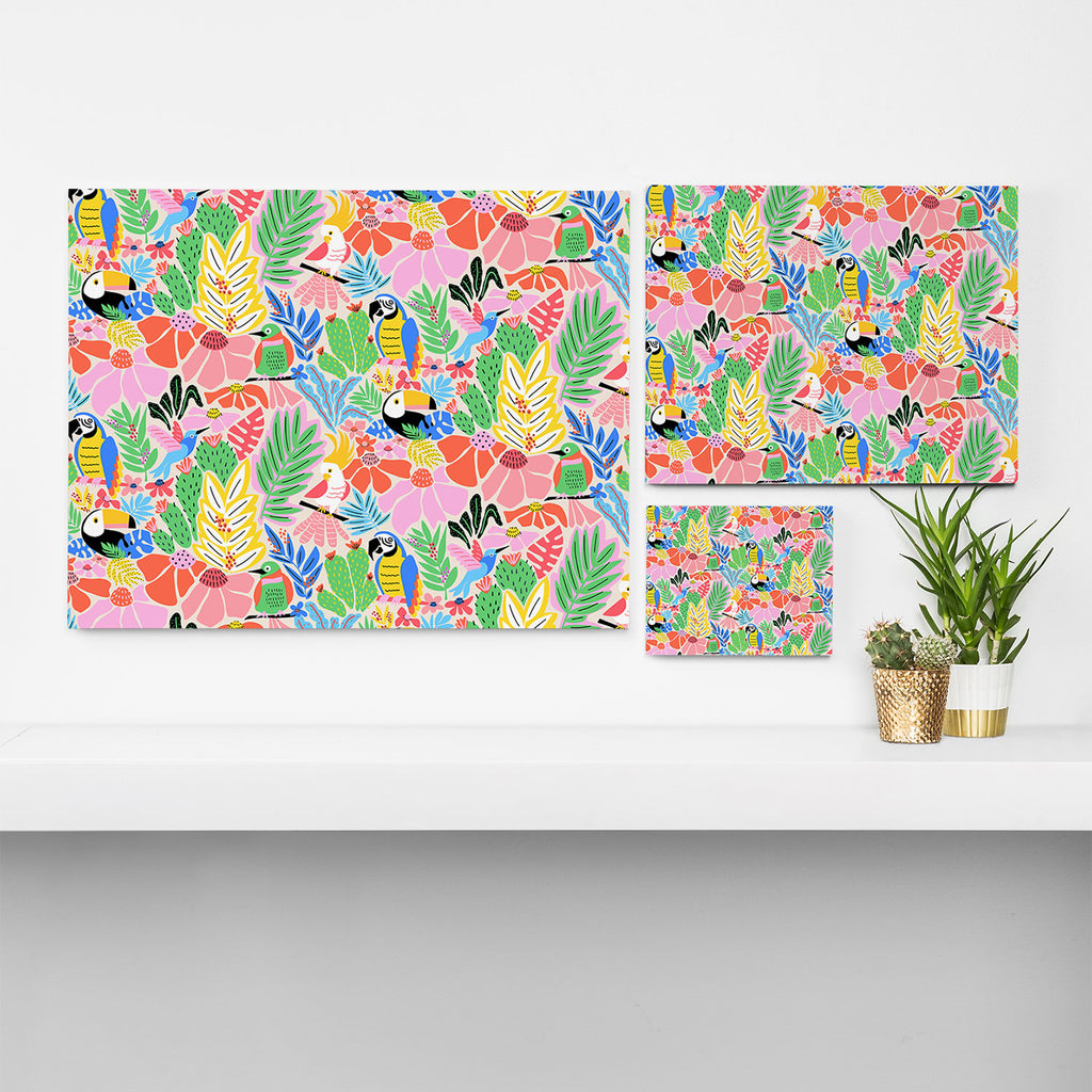 Joyful Jungle Exotic Birds Colorful Pattern Canvas Print Gallery Image 3