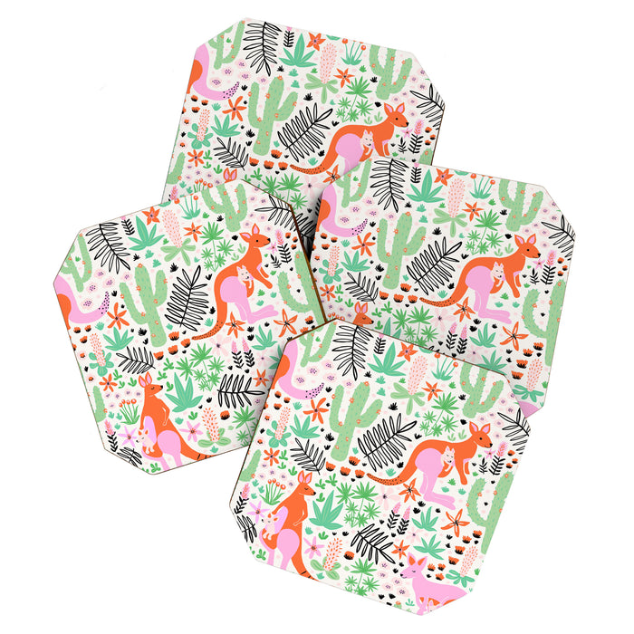 Kangaroo Cute Australian Animal Pattern Coaster Gallery Image 1