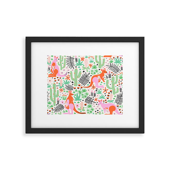 Kangaroo Cute Australian Animal Pattern Framed Art Print Gallery Image 1
