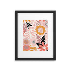 Large Pastel Floral Pattern Orange Pink White Black Gold Meadow Framed Art Print Gallery Image 6