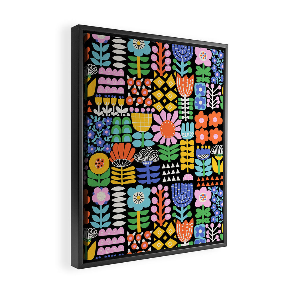 Maximalist Flower Collage Framed Canvas Print Gallery Image 2