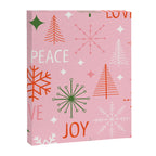 Mid-Century Christmas Peace Love Joy Pattern Pink Canvas Print Gallery Image 8