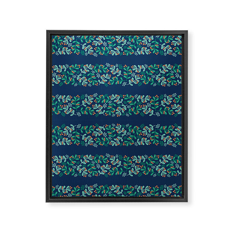 Mistletoe Christmas Stripes Blue Framed Canvas Print Gallery Image 8