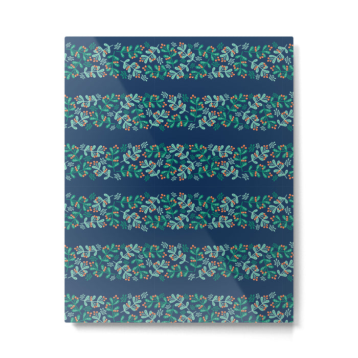 Mistletoe Christmas Stripes Blue Metal Print Gallery Image 1