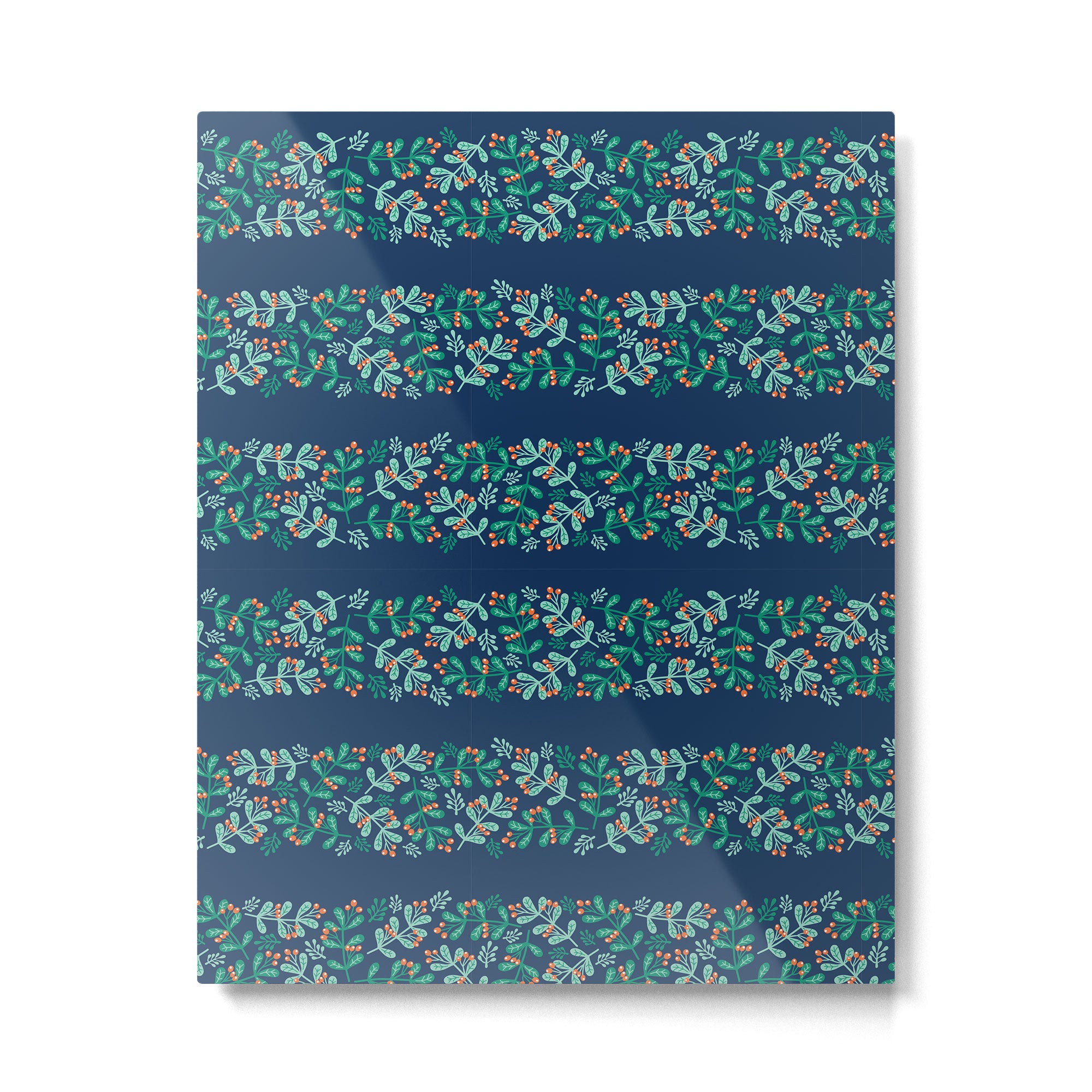 Mistletoe Christmas Stripes Blue Metal Print Gallery Image 6