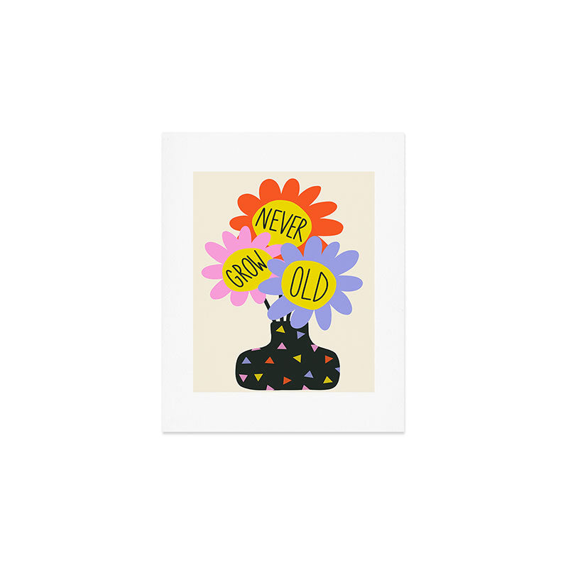 Never Grow Old Flower Vase - Forever Young Quote Art Print Gallery Image 1