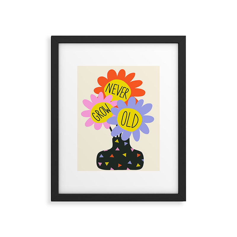 Never Grow Old Flower Vase - Forever Young Quote Framed Art Print Gallery Image 5