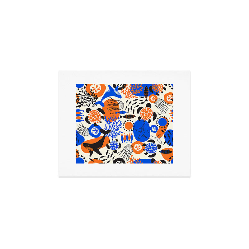 Ocean Love Whale Underwater Abstract Pattern #oceanlove #oceanpattern #oceanlife #savetheocean Art Print Gallery Image 1