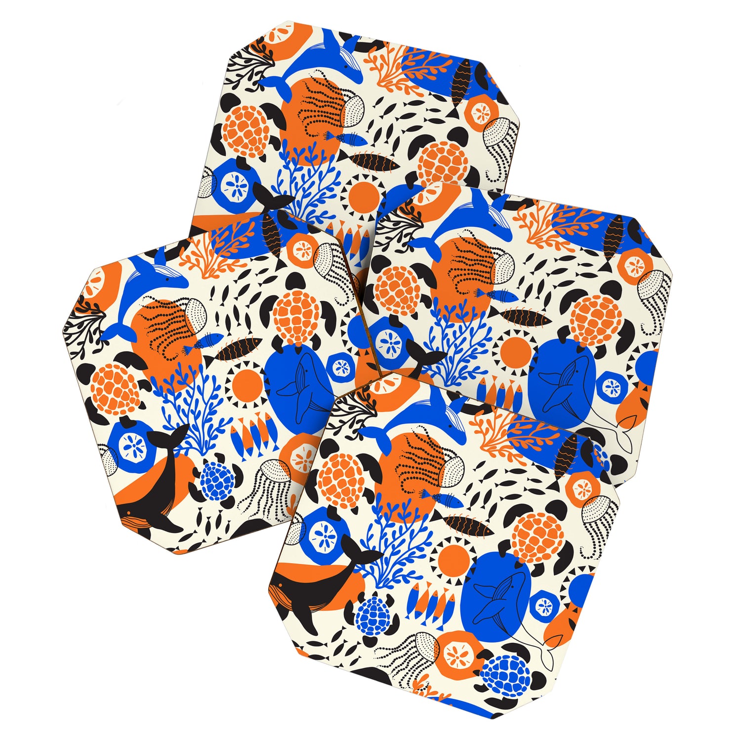 Ocean Love Whale Underwater Abstract Pattern #oceanlove #oceanpattern #oceanlife #savetheocean Coaster Gallery Image 1