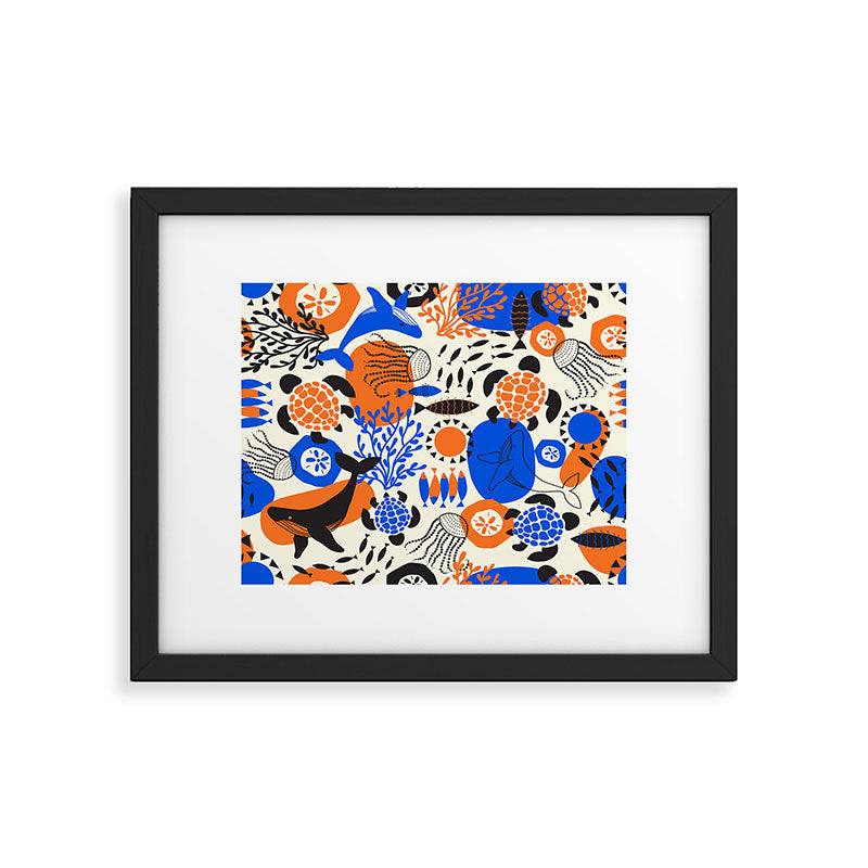 Ocean Love Whale Underwater Abstract Pattern #oceanlove #oceanpattern #oceanlife #savetheocean Framed Art Print Gallery Image 6
