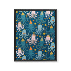 Octopus Birthday Party Pattern Framed Canvas Print Gallery Image 8