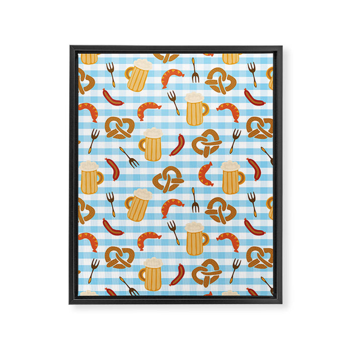Oktoberfest Prezels Beer Sausages Framed Canvas Print Gallery Image 1