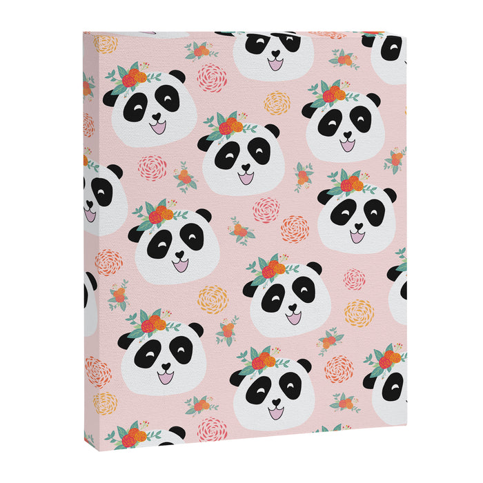 Panda bear with flowers seamless pattern Canvas Print Gallery Image 1