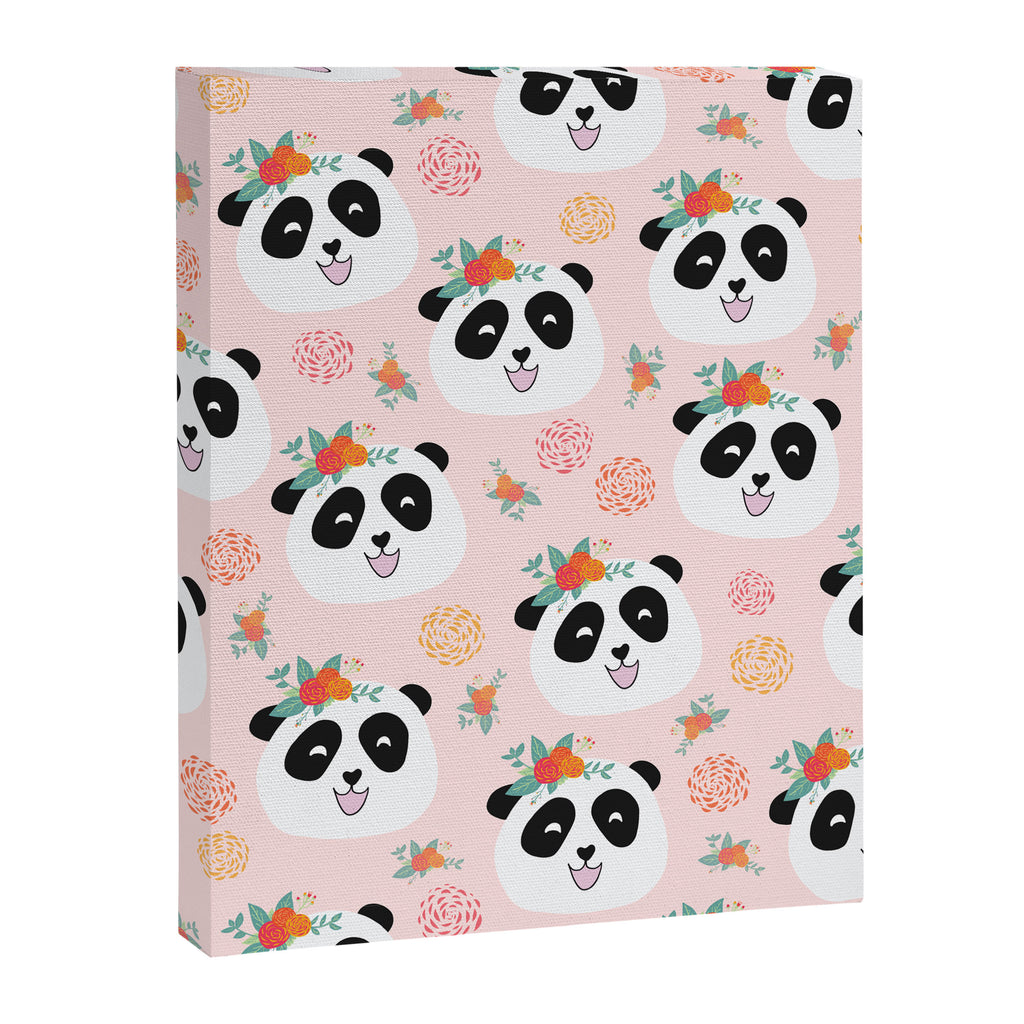 Panda bear with flowers seamless pattern Canvas Print Gallery Image 8