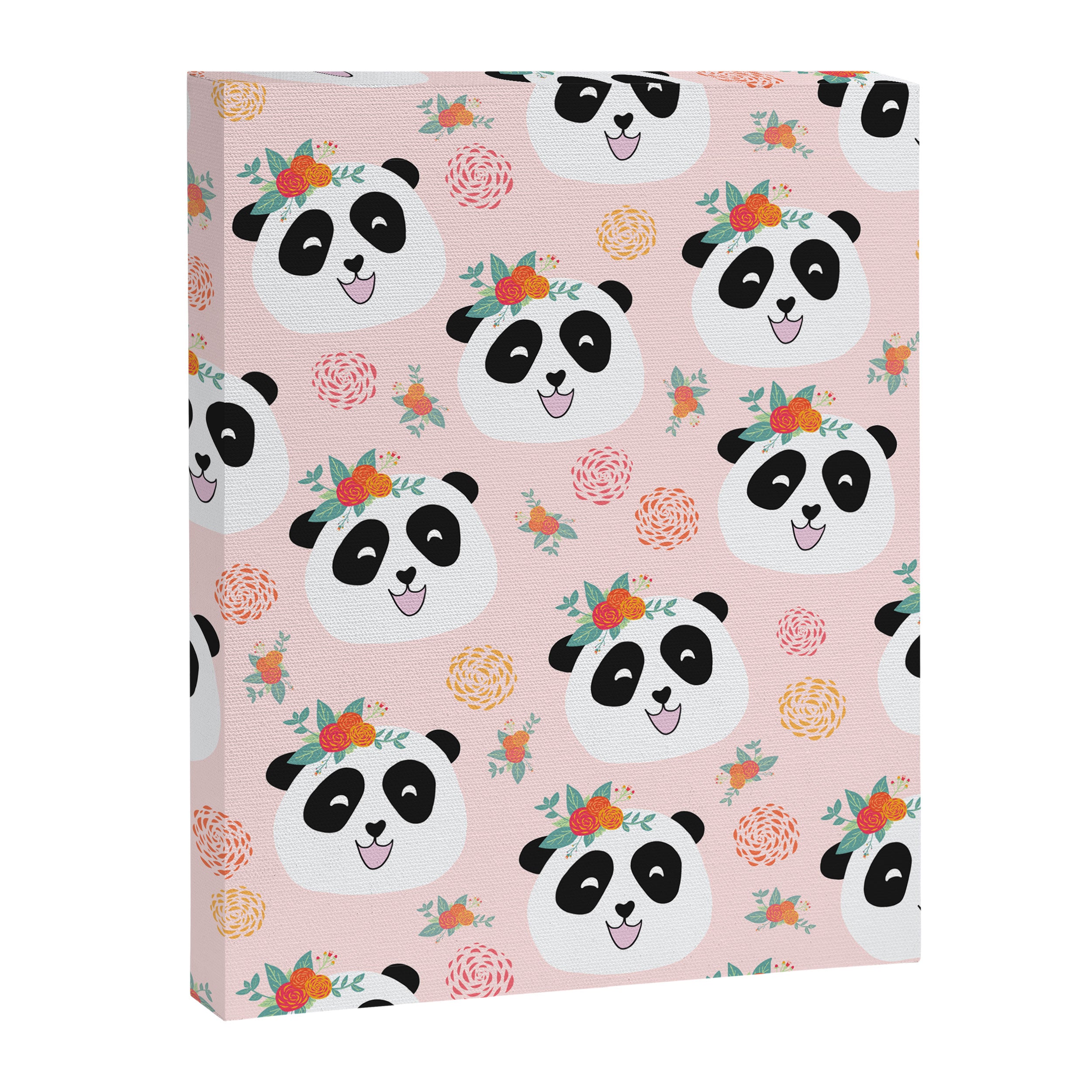 Panda bear with flowers seamless pattern Canvas Print Gallery Image 8