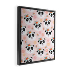 Panda bear with flowers seamless pattern Framed Canvas Print Gallery Image 2