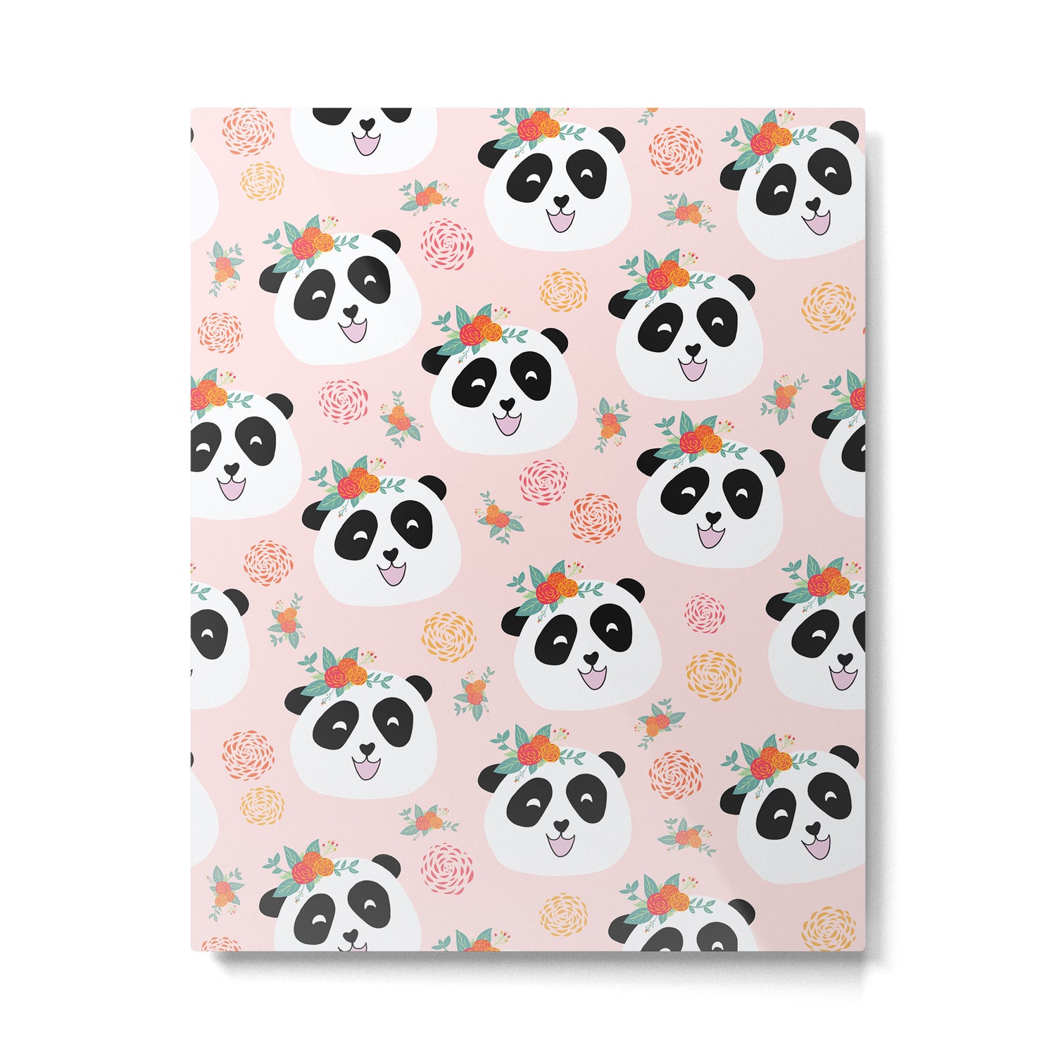 Panda bear with flowers seamless pattern Metal Print Gallery Image 6
