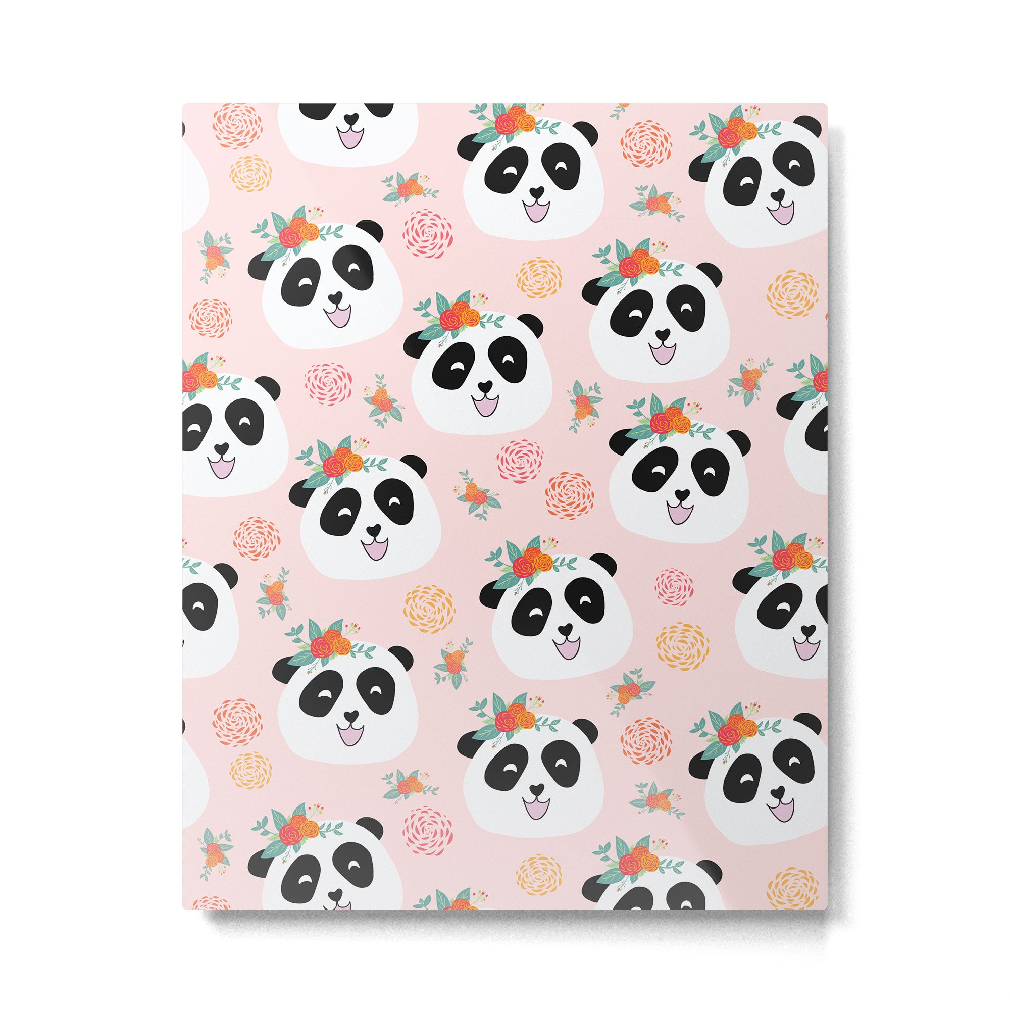 Panda bear with flowers seamless pattern Metal Print Gallery Image 6