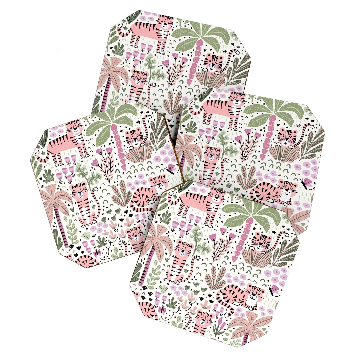 Pink Cute Tigers Coaster Gallery Image 1