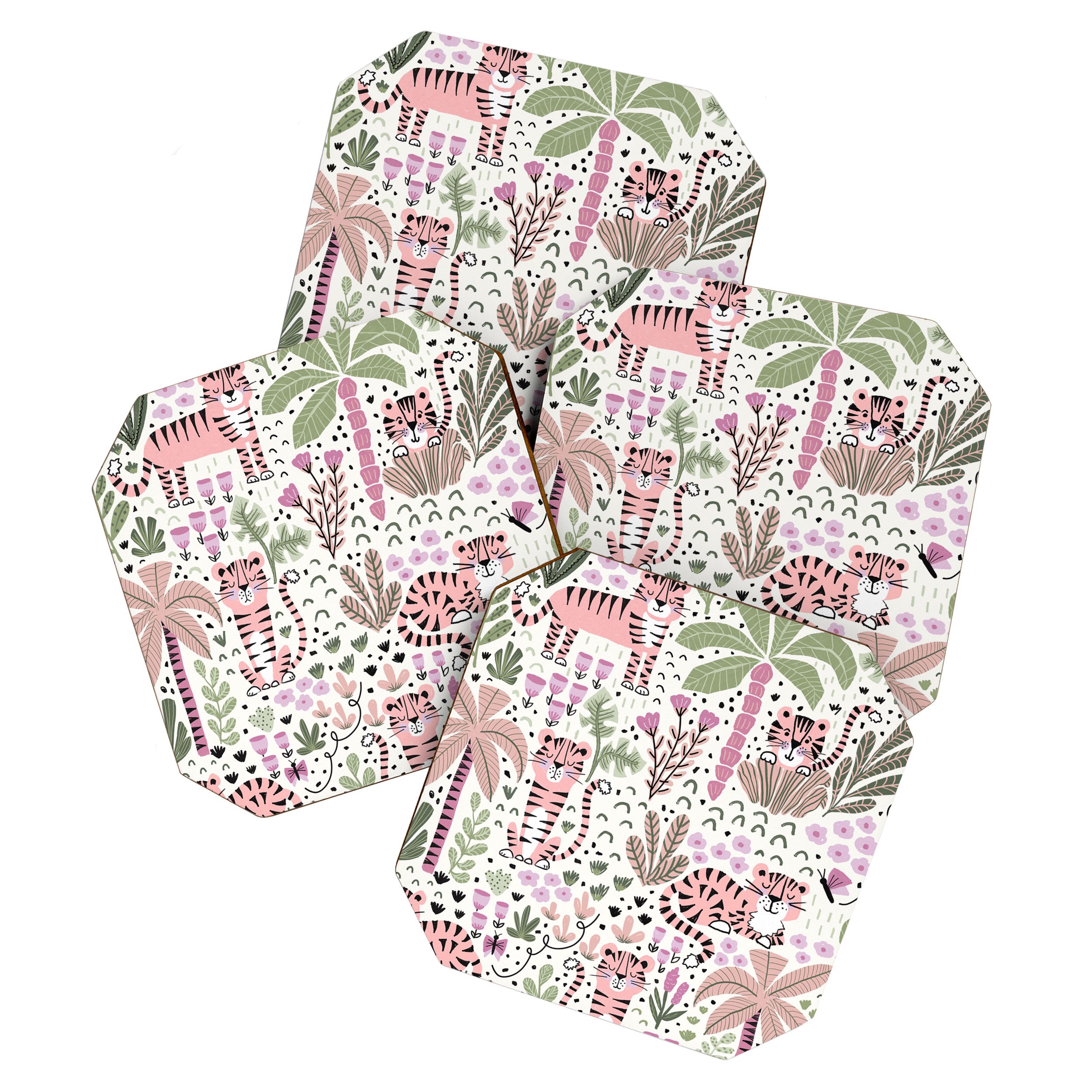 Pink Cute Tigers Coaster Gallery Image 1