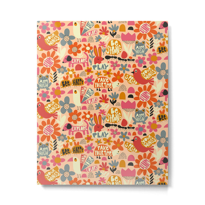 Playful Meadow Cute Animals with Motivational Affirmations - Bright and Warm Metal Print Gallery Image 1