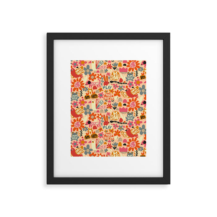 Playful Meadow Cute Animals with Motivational Affirmations - Bright and Warm Framed Art Print Gallery Image 1