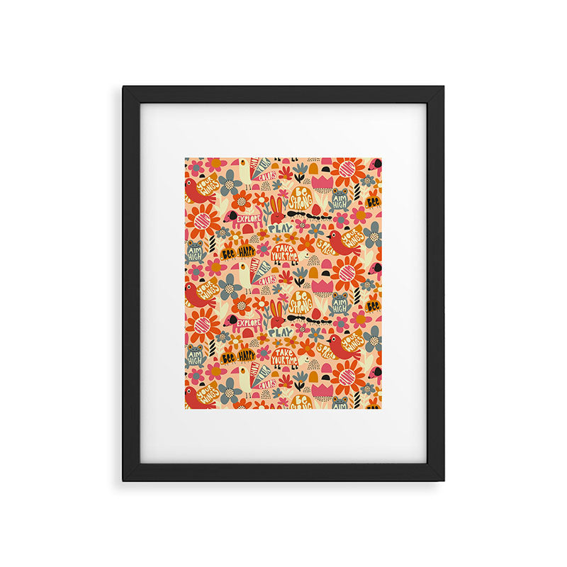Playful Meadow Cute Animals with Motivational Affirmations - Bright and Warm Framed Art Print Gallery Image 5