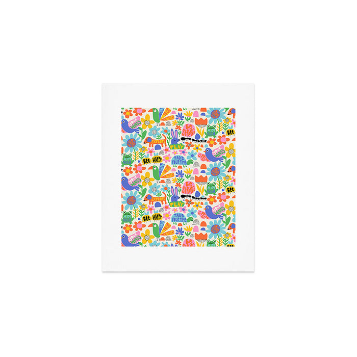 Playful Meadow Cute Animals with Motivational Affirmations - Bright Rainbow Art Print Gallery Image 1