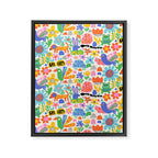 Playful Meadow Cute Animals with Motivational Affirmations - Bright Rainbow Framed Canvas Print Gallery Image 6