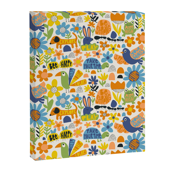 Playful Meadow Cute Animals with Motivational Affirmations - Great Outdoors Canvas Print Gallery Image 1