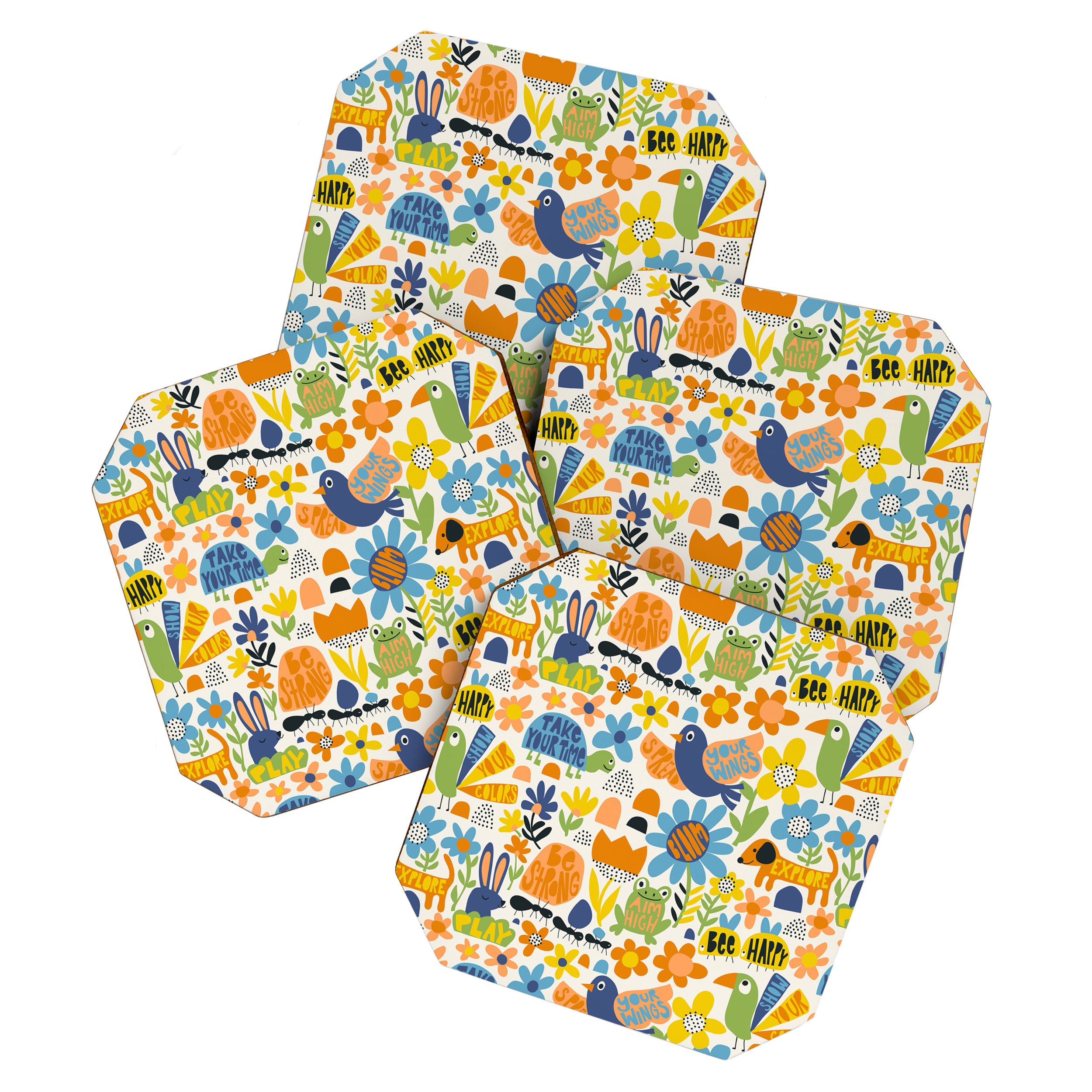 Playful Meadow Cute Animals with Motivational Affirmations - Great Outdoors Coaster Gallery Image 1