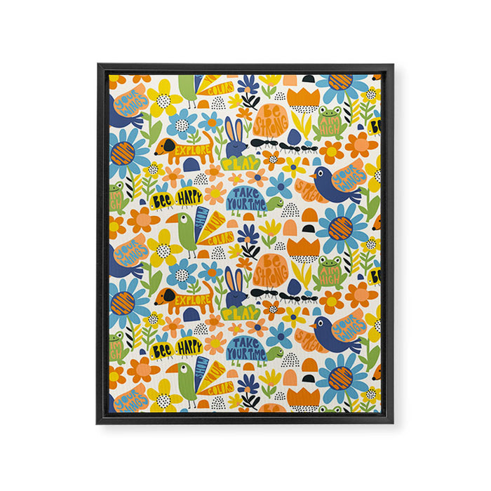 Playful Meadow Cute Animals with Motivational Affirmations - Great Outdoors Framed Canvas Print Gallery Image 1