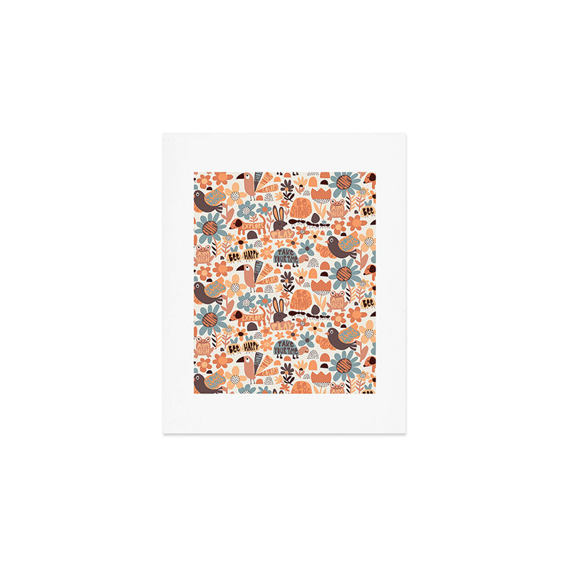 Playful Meadow Cute Animals with Motivational Affirmations - Groovy Flower Child Art Print Gallery Image 1