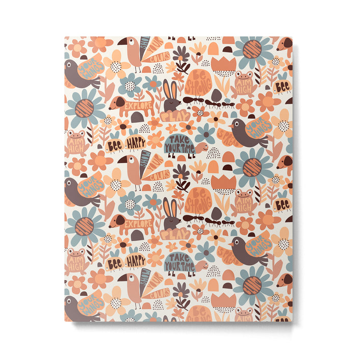 Playful Meadow Cute Animals with Motivational Affirmations - Groovy Flower Child Metal Print Gallery Image 1
