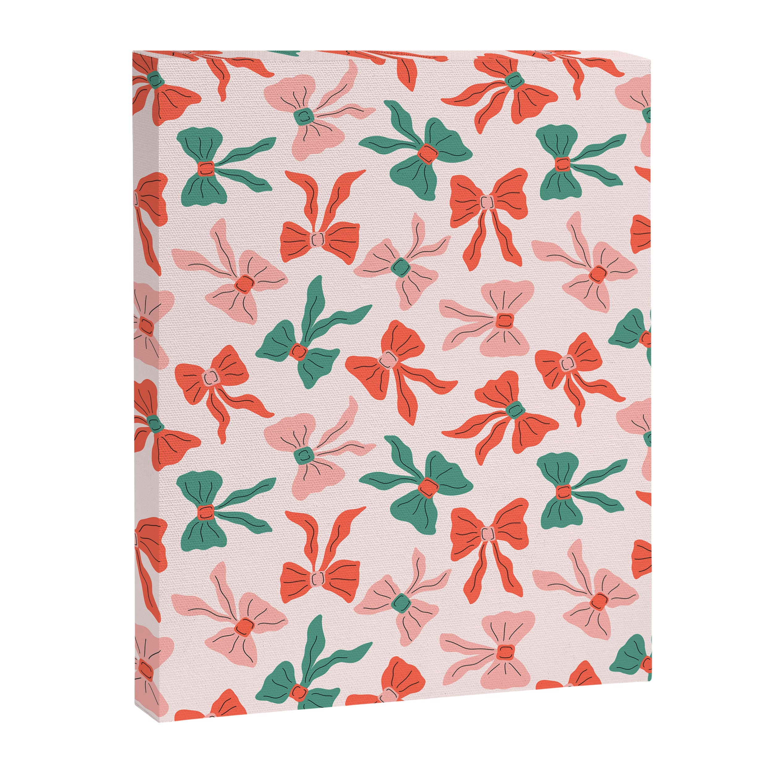 Playful Scattered Coquette Bows Festive Green Red and Pink Canvas Print Gallery Image 8