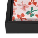 Playful Scattered Coquette Bows Festive Green Red and Pink Framed Canvas Print Gallery Image 3
