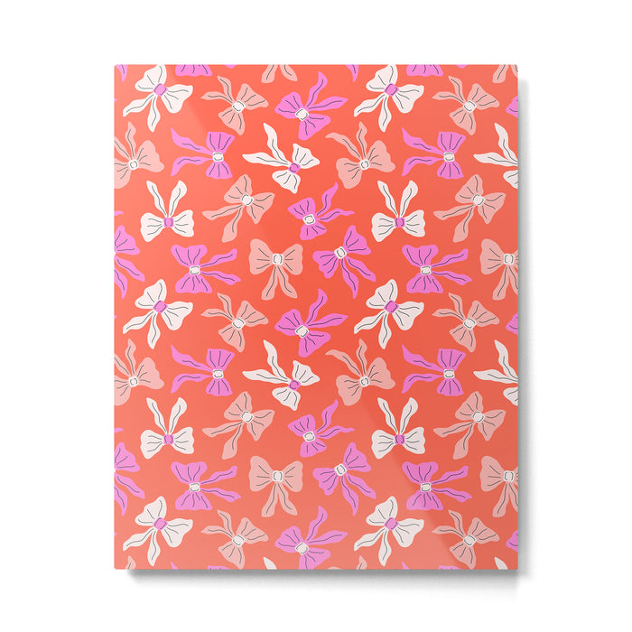 Playful Scattered Coquette Bows Vibrant Pink White Peach and Red Metal Print Gallery Image 1