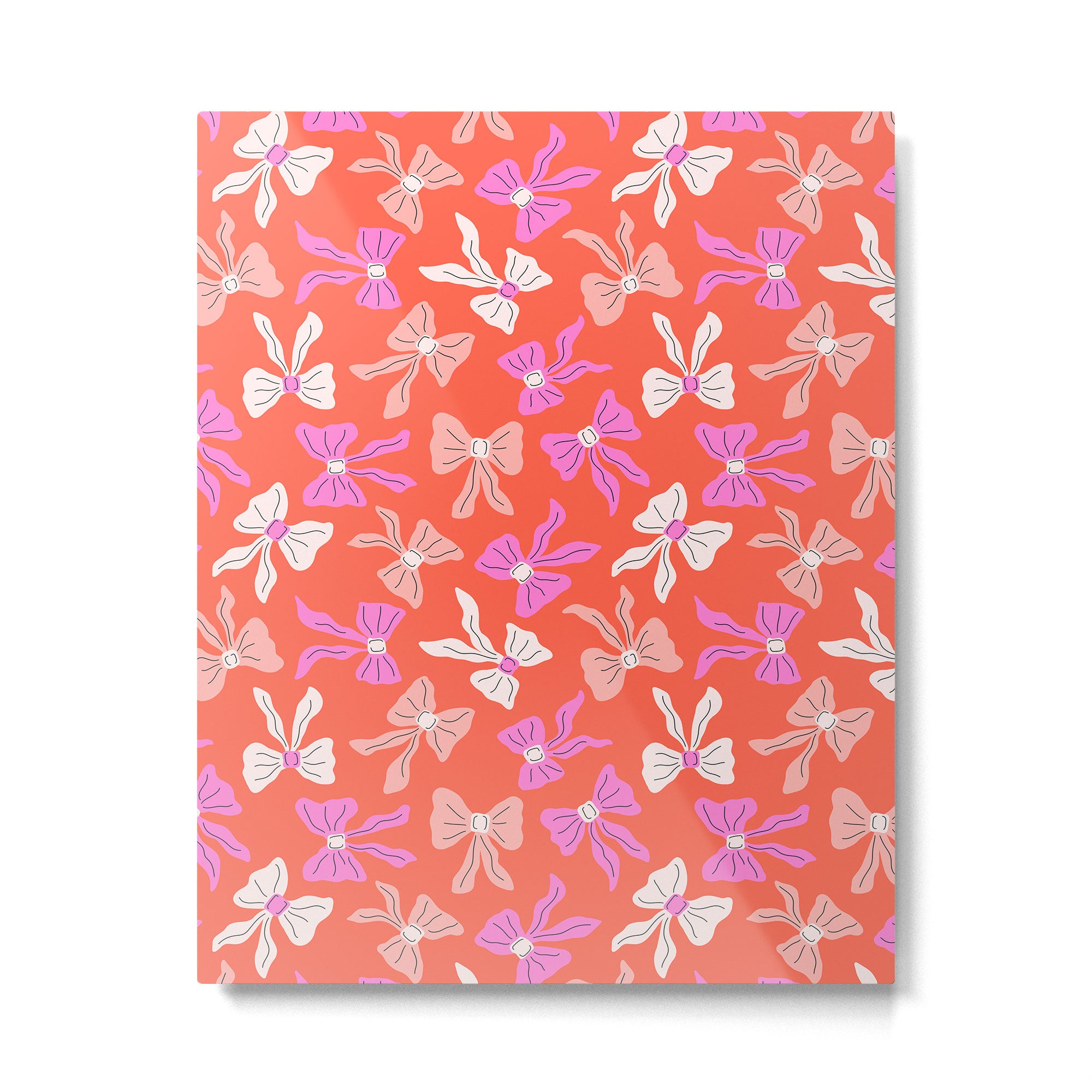 Playful Scattered Coquette Bows Vibrant Pink White Peach and Red Metal Print Gallery Image 6