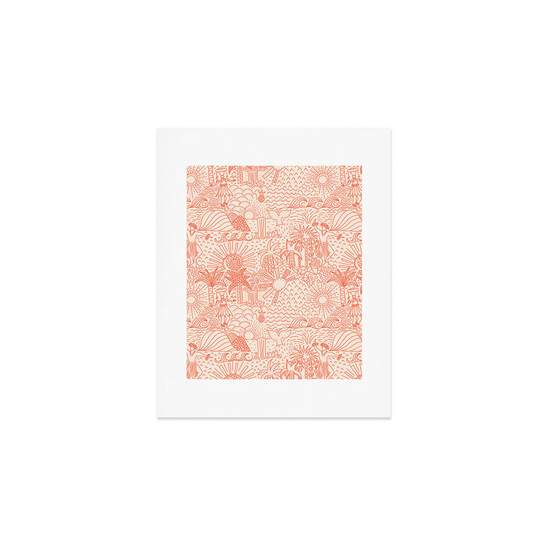 Polynesian Dancers Coral Peach Art Print Gallery Image 1