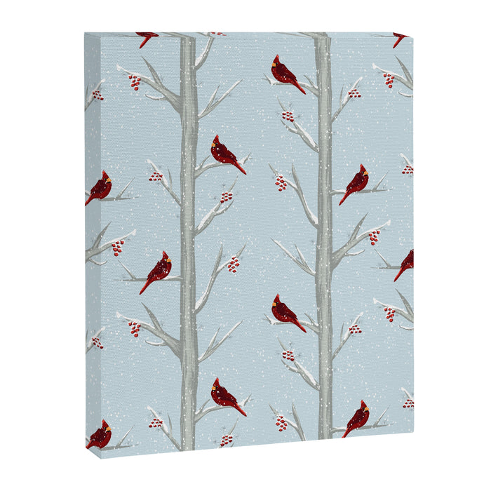 Red Cardinal Bird In The Winter Forest Canvas Print Gallery Image 1