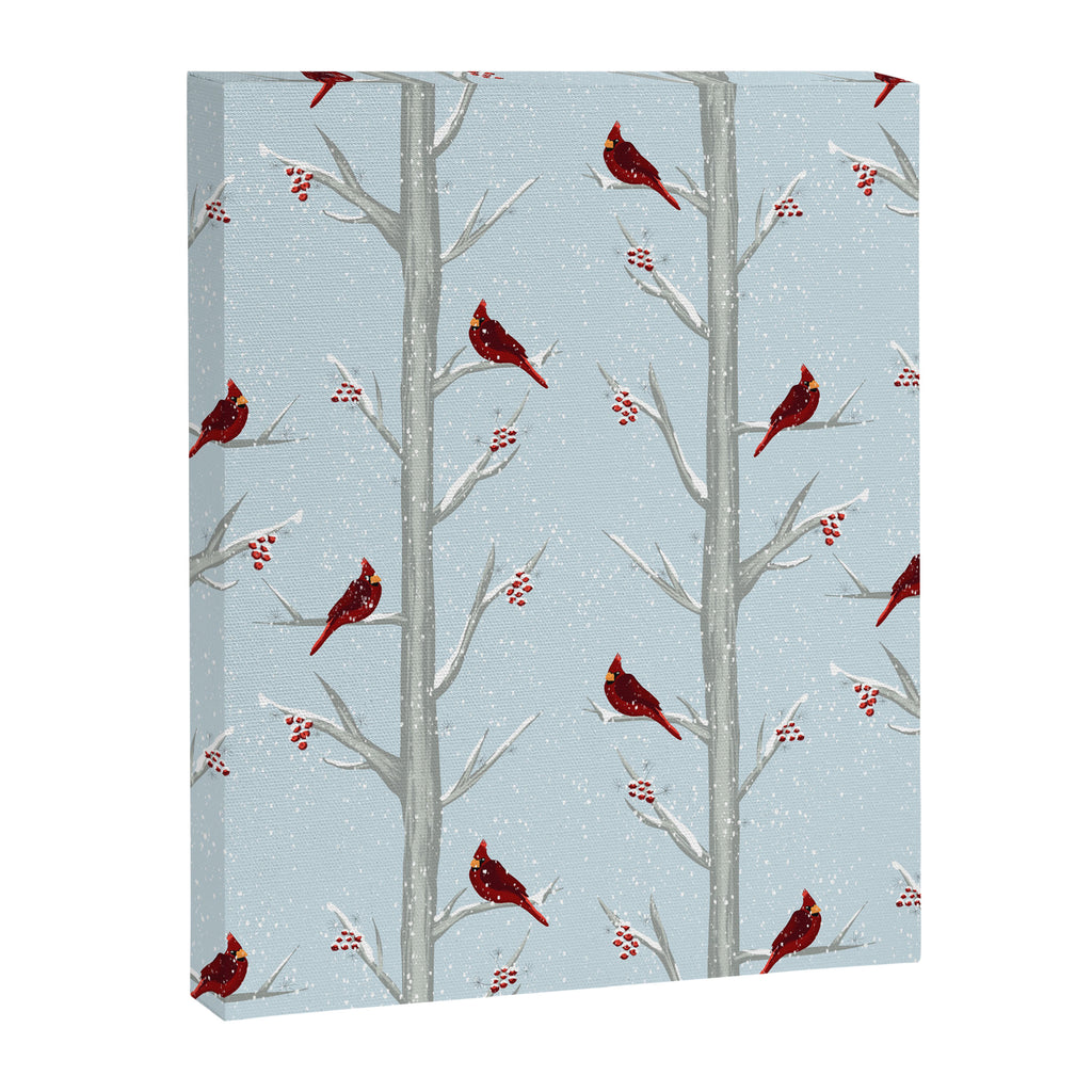 Red Cardinal Bird In The Winter Forest Canvas Print Gallery Image 8