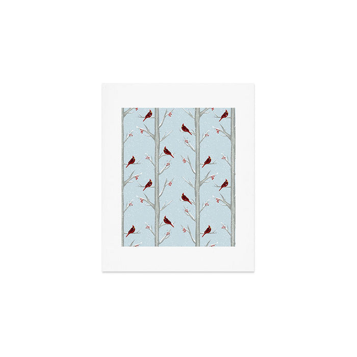 Red Cardinal Bird In The Winter Forest Art Print Gallery Image 1