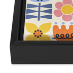 Retro Folk and Floral Colorful Pastel Flower Grid Cream Framed Canvas Print Gallery Image 3