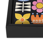 Retro Folk & Floral Colorful Pastel Flower Grid Black Framed Canvas Print Gallery Image 3