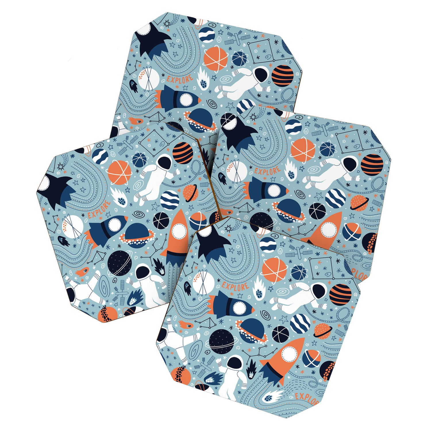 Rocket Ships And Astronauts Pattern Coaster Gallery Image 1