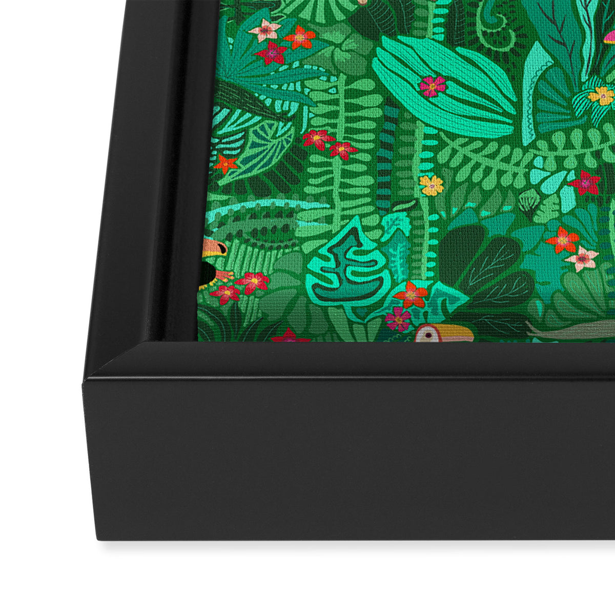 Sloths in the Emerald Jungle Pattern Framed Canvas Print Gallery Image 3