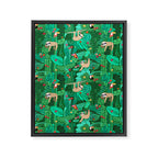 Sloths in the Emerald Jungle Pattern Framed Canvas Print Gallery Image 8